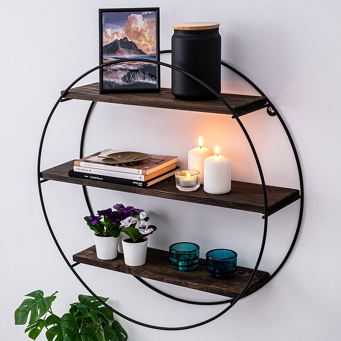 Hanah Home Estantería de Pared Tulipa Negro y Nogal Hanah Home Estantería de Pared Tulipa Negro y Nogal